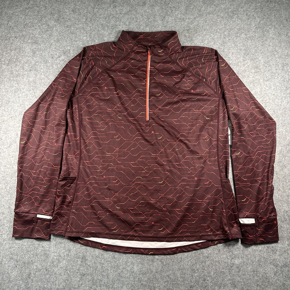 Xersion Quick-Dri‎ 1/4 Zip Pullover XXL Burgundy Geometric Athletic Top